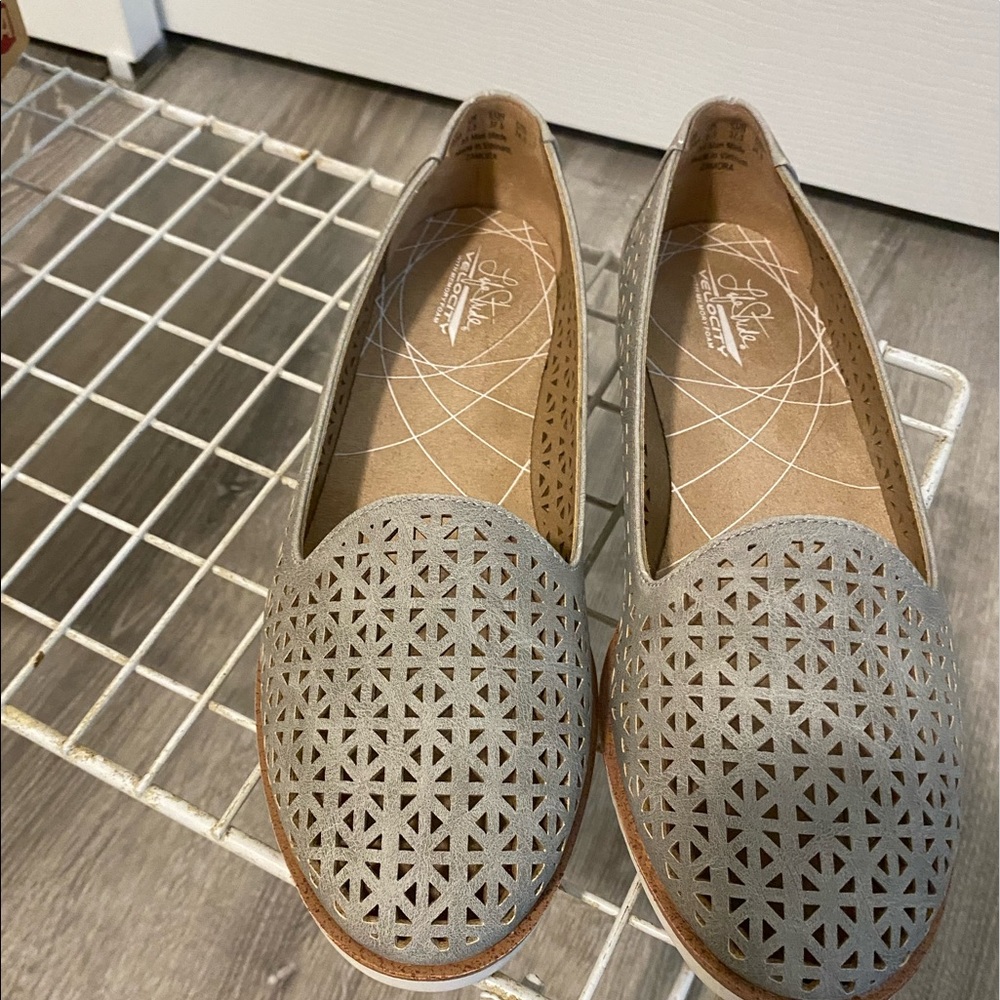 Grey slip ons, never worn